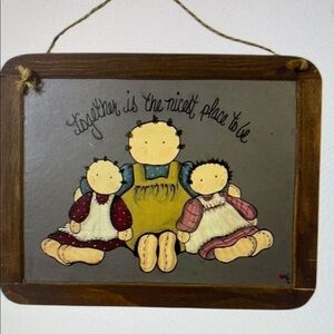 Handmade Folk Art Plaque Together is The Nicest Place To‎ Be Sitting Dolls